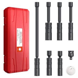 GETLITOOL Douille de Bougie 14mm 16mm 21mm Clé à Bougie à 360° 3/8" 6 Douille de Bougie D'allumage avec 1/2 Adaptateur Démontage de Clé de Dissolvant de Prise pour Voiture Moto Extracteur Bougie Noir (GETLITOOL-FR, neuf)