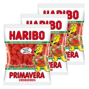 Haribo Primavera Fraises, lot de 3 sachets, bonbons g&eacute;lifi&eacute;s en sachet (lalp13012, neuf)
