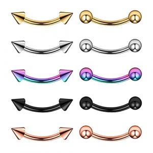 Sharplace Lot de 10 Piercing Labret Nez Sourcil Lèvre Oreille Tragus Balles & Pointe Acier Inoxydable 316L, Motif # 2-6mm (RT Technology, neuf)