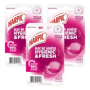 Harpic - Lot de 3x2 Blocs WC adh&eacute;sif Hygienic & Fresh Douceur Florale (Pennguin-FR-Home, neuf)