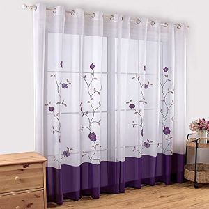 SIMPVALE 2 Pièce Rideaux Voilage, Violet 140cmx175cm Polyester à Œillet Voilages Intérieurs Voilage Fenêtre pour Salon Chambre Bureau Transparent Panneaux Élégante Décoration (Gazelle E-Commerce, neuf)