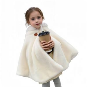 Proumhang Cape &agrave; Capuche pour Filles,Poncho Ch&acirc;le en Plein Air Chaud pour l'hiver,Veste &agrave; Capuche,Cape de Princesse,B&eacute;b&eacute; Enfants Nourrissons Tout-petits V&ecirc;tements de Neige,Blanc,90 (labellevie_NO1, neuf)