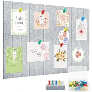 Tableau D'Affichage en Feutre, 40 x 60 cm Tableau Affichage Mural, 0,9 cm D'épaisseur, Tableau Liège Mural Avec 35 Broches, Panneau de Liège Auto-adhésif Pour Murs à l'École, à la Maison, au Bureau (FANARKAN TRADING, neuf)