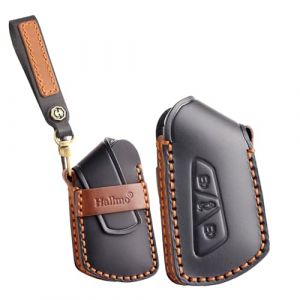 ontto Étui de protection en cuir pour clé de voiture - Étui de protection porte-clés - Convient pour VW Golf 8 R GTI ID.3 ID.4 Passat Tiguan Skoda Enyaq Octavia pour Cupra Formentor - 3 boutons - Noir (Ontto, neuf)