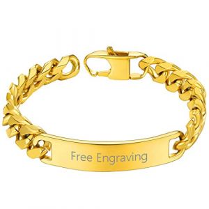 Gourmette Homme Argent 925 Personnalisable Montre Bracelet ID Femme Prenom Personnalis&eacute; Argent Grav&eacute; Chaine Poignet Acier Inoxydable Dor&eacute; Cadeau No&euml;l F&ecirc;tes M&egrave;res P&egrave;res Mariage Valentin (ChainsHouse Jewellery, neuf)