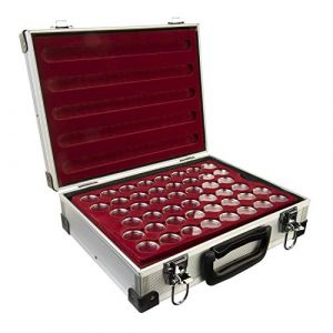 MC.Sammler Mallette numismatique en Aluminium avec 5 Plateaux pour 230 pièces de 2 Euros sous Capsules (avec 230 Capsules pour pièces de Monnaie, 26 mm) (Globix24, neuf)