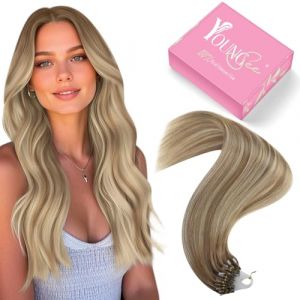 YoungSee Extension à Froid Cheveux Brun Clair Extensions a Froid Easy Loop Ombre Brun Clair à Blonde Extension Cheveux Naturel Balayage à Froid 14 Pouces 35 Cm Extension Cheveux Micro Ring #8A/60/8A (YoungSee Europe, neuf)