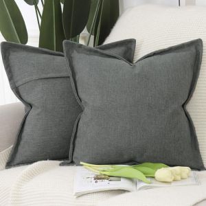 Madizz Lot de 2 Doux Housses de Coussin en Lin avec Bordure Large Décoratif Coussin Couvre Style De Luxe pour canapé de Chambre Gris foncé 40x40 cm (Madizz, neuf)