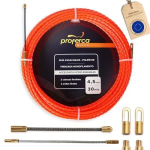 PROFERCA Aiguille Electricien 4.5mm 30 Mètres | Aiguille Tire Fil Électrique | Tire Câble Robuste pour Électriciens | Force de Poussée Maximale | Guide Passe-câble (Fercaprime, neuf)