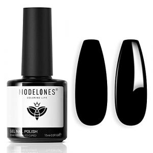 modelones Vernis Semi Permanent Noir,15ml Vernis &agrave; Ongles Noir, Nail Art Vernis Gel Uv Semi Permanent, UV LED Soak Off Nail Design Gel Nail Polish Vernis Manucure (MJ BEAUTY, neuf)