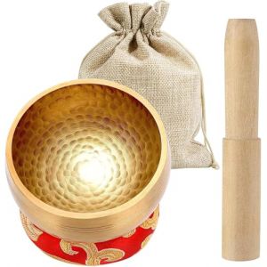 Ensemble de bols de chantant tibétain 8.5cm, Bol de Méditation avec Maillet en Bois et Coussin Bol Chantant, Bol Tibétain Chantant pour Relaxation Mentale/Yoga/Méditation (VAPIS FABRICS SRL, neuf)