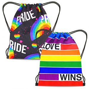 HOWAF 2 Sac à Cordon Arc-en-Ciel Gay Pride Sac à Cordon Pride Flag Sac de Bandeaux Arc-en-Ciel Sac à Cordon LGBT Pride Sac Tissu Cordon Drapeau LGBT LGBTQ Gay Pride Arc-en-Ciel LGBT Accessoires (Lipmok-eu, neuf)