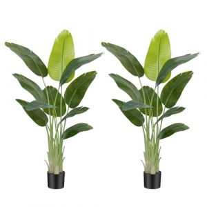 Keeplush Plante Artificielle Oiseau de Paradis 150 cm Haute, Grande Plante Artificielle Interieur, Bananier Artificiel avec 10 Feuilles, Arbre Artificiel Intérieur ou Extérieur Salon Bureau Jardin Dec (Lush Style, neuf)