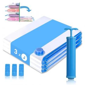 Bestash Sac Sous Vide Vetement Aspirateur,Am&eacute;lior&eacute; &Eacute;paissie sac de Rangement Sous Vide,Sac Sous Vide Vetement Voyage,Vacuum Storage Bags avec Pompe pour V&ecirc;Tements, Couettes, Voyages(3 Pi&egrave;ces,80x100cm) (Daixu-EU, neuf)