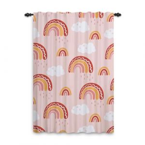 ggaimwf Rideaux Arc-en-Ciel à Plis Crayon Dessin animé Nuages Arc-en-Ciel Pastel Rideaux de Chambre Enfants Traitement de fenêtre pour Filles Salon Crèche Café Rideau intérieur 107x160cm 1 Panneau (ggaimwf EU, neuf)
