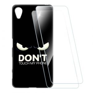 ESCAMOT Coque Imprimée + 2 Protections Verre Trempé Compatible avec Sony Xperia X F5121, Coque Souple Anti-Choc et Film HD Clair (Ne Pas Toucher) (TomCase, neuf)