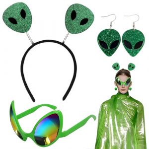 OIXYEY 3 pi&egrave;ces d'accessoires pour costume d'extraterrestre, serre-t&ecirc;te extraterrestre + boucles d'oreilles, costume d'extraterrestre pour femmes, accessoires Space Girl, costume d'espace pour femmes (weihaizengweishangmaoyouxiangongsi, neuf)