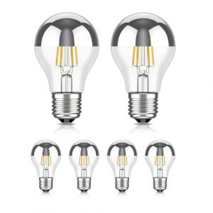 ledscom.de 6 ampoules LED E27, A60, blanc chaud (2700 K), 4,1 W, 461lm, miroir de t&ecirc;te (argent) (LEDs Com GmbH, neuf)