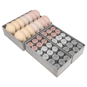 Lifewit Lot de 3 Organisateur Tiroir pour Commode, Separateur de Tiroir Pliable, Boite Rangement vetement, Panier Rangement pour Sous-Vetements, Vêtements d'enfant, Chaussettes, Cravates, Gris (Lifewit Home FR, neuf)