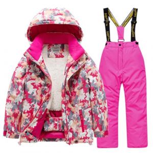 Combinaison de Ski Enfant Veste de Duvet à Capuche et Pantalons de Neige 2 Pièces Manches Longues Hiver Ensemble de Ski 2 Pièces Fille Garçon Pantalons de Ski et Doudoune à Capuche pour 3-10 Ans (⭐⭐⭐⭐⭐AEGJEGVD⭐⭐⭐⭐⭐, neuf)