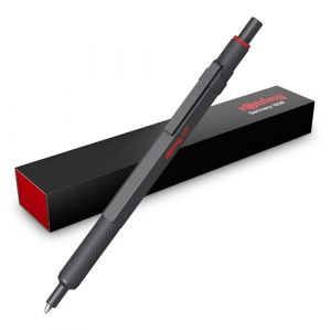 rOtring 600 Stylo &agrave; bille | Pointe moyenne | Encre noire | Corps enti&egrave;rement m&eacute;tallique | Gris fonc&eacute; | Prise crant&eacute;e antid&eacute;rapante et corps hexagonal | Rechargeable (Parker - Rotring - Waterman, neuf)