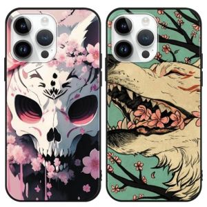 2 Pi&egrave;ces Coque pour Samsung Galaxy S21(5G) 6.2 Pouce, Japonaises Art Manga Cr&acirc;ne Loup Dessin Anim&eacute; Moderne AI Aesthetics Motif &Eacute;tui Protection Housse de Silicone TPU Souple Antichoc Case, rose (VITAMINROX GO, neuf)