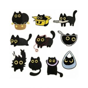 JUKOTA Patch Thermocollant Ecusson a Coudre, 10pcs Patch Thermocollant chat noir Ecusson a Coudre pour Vêtement T-Shirt Jeans Veste (CAR PARTS FOR ALL, neuf)
