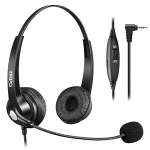 Casque Téléphone Fixe 2,5 mm avec Micro Anti-Bruit, Oreillette Filaire pour Gigaset C430A C530A Panasonic Cisco Spa 303 Polycom Grandstream Zultys Téléphones sans Fil Dect Bureau Centre d'appel (Wodio EU, neuf)