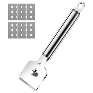 Grattoir,Grattoir Plaque Vitrocéramique Professionnel avec 10 Métal Lames de Rechange,Racloir Plaque Induction, Gratte Vitre, pour Nettoyage Cuisine Maison, Four, Huile de pétrole,Peinture, Colle (marketretro, neuf)