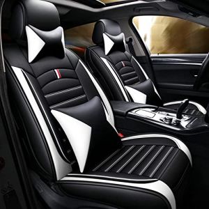 JoyRozTek Housse de si&egrave;ge Auto pour Mercedes Benz C-Class W203 W205 W204 5 Places, Ensemble Complet de Protection Toutes Saisons, avec Dossier et Appui-t&ecirc;te int&eacute;gr&eacute;s, ZT09, Noir et Blanc (JoyRozTek, neuf)