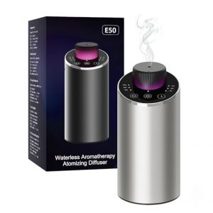 Diffuseur huiles essentielles, Diffuseur sans Eau pour Chambre, Voiture, Bureau, Diffuseur huiles essentielles Voiture, 4 minuteries et 3 Niveaux de Brume (Argent&eacute;) (Jiahong Creative Eu, neuf)