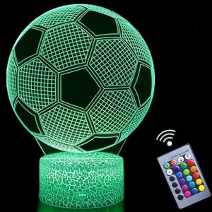 Demoyaya Football Night Light, 16 changement de couleur tactile t&eacute;l&eacute;commande 3D Rugby Light, lampe de table d&eacute;corative, cadeau pour les gar&ccedil;ons et les enfants amateurs de sport (SMALLCO, neuf)