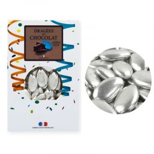 Dragées chocolat argentées Patisdécor 500 g (CERF DELLIER, neuf)