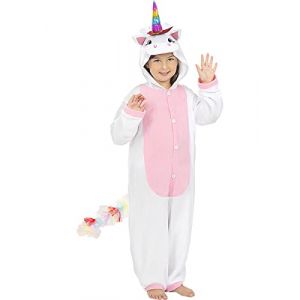Funidelia | Déguisement licorne rose onesie pour fille et garçon Originaux & Amusants - Déguisement pour Enfant et accessoires pour Halloween, carnaval et fêtes - Taille 10-12 ans - Rose (Funidelia FR-BE-LU, neuf)