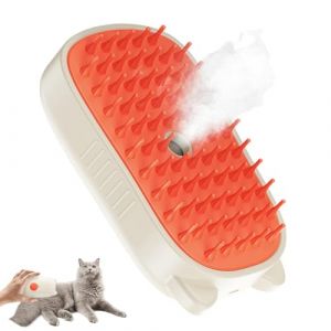 Uoqpty Brosse à vapeur pour chat, brosse à vapeur pour chat pour la perte - Brosse de nettoyage pour chien | Lisseur à vapeur pour chat avec bouton pour enlever les poils lâches, brosse pour cheveux (yusitaz, neuf)