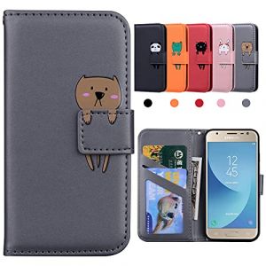 Coque Samsung J5 2017, Antichoc TPU Housse Protection Galaxy J5 2017 (J530), Portefeuille [B&eacute;quille][Fentes pour Cartes] Samsung Flip Coque pour Samsung Galaxy J5 2017 - Gris (hui  ge, neuf)