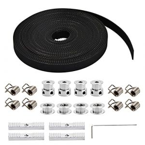 5M GT2 Courroie de Distribution Largeur 6mm, 4 Roue de poulie de Courroie Crant&eacute;e 20 Dents 5mm Al&eacute;sage+ 4 Engrenage Fou, 8 Ressort Torsion+ 4 Planche Fixation pour Imprimante 3D avec Cl&eacute; Allen (Gadebo, neuf)