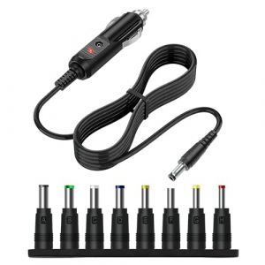 12V 5A Chargeur DC Allume Cigare avec 8 Connecteurs Adaptateur, Chargeur Prise Voiture Universel avec C&acirc;ble 1.5m, Alimentaci&oacute;n de Voiture DC 5.5 x 2.1mm pour GPS Cam&eacute;ra Enceinte Bluetooth, Lecteur DVD (FenShouLe, neuf)