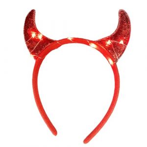 Watreketal Serre Tete,Bandeaux de diable lumineux, cerceau de cheveux en corne cool de dessin animé noir, accessoires de cheveux écrasants, accessoires de photo de cosplay de fête (Xuanlang Trading, neuf)