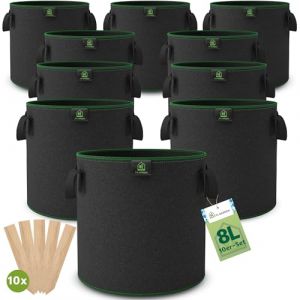 TTL Garden Lot de 10 sacs de plantation en tissu non tissé 8 l - Sacs de plantation en feutre 300 g/m² et tissu non tissé - Pour balcon, terrasse, serre et jardin (TTL-Commerce, neuf)