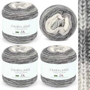 Aeelike 400g Laine Crochet, 245m Super L&eacute;ger Gradient Pelote de Laine, Laine &agrave; Tricoter Multicolore Super Doux pour Couverture B&eacute;b&eacute; Pulls &Eacute;charpe Chapeaux, Ombr&eacute; Laine Coton Gris Blanc (EuErYang, neuf)