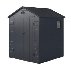 J&ocirc;bu Abri de Jardin en R&eacute;sine Anthracite 3,65m&sup2; | Double Porte Verrouillable, Fen&ecirc;tre, Ventilation | Kit de Fondation Inclus | Structure Acier Galvanis&eacute;, Parois 12mm (Mon Univers Jardin, neuf)