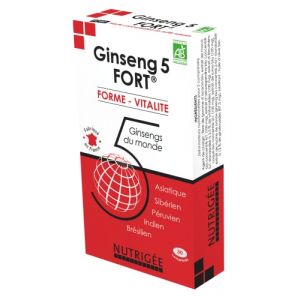 NUTRIG&Eacute;E - Ginseng 5 Fort - Forme & Vitalit&eacute; - R&eacute;duit La Fatigue, Renforce Les D&eacute;fenses Naturelles, Combat Les Diff&eacute;rents Stress - 1 &agrave; 2 Prises/Jour - 30 Comprim&eacute;s - 15/30 Jours - Fabriqu&eacute; en France (MA SANTE NATURELLE, neuf)