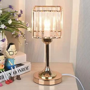 Mengjay ModerneLampe de bureau Lampe de Chevet en Verre,Lampe de table en cristal R&eacute;tro Lampe de chevet &eacute;l&eacute;gante en cristal Lampe glorieuse Lampe de chevet d&eacute;corative E27 lampe de table (B) (Mengjay, neuf)