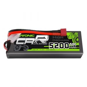 OVONIC Batterie Lipo 2s 5200mAh 50C 7.4V avec connecteur en T de Style Dean pour Voiture RC Bateau Camion Buggy &eacute;quipe Associ&eacute;e Bricolage Passe-Temps (OVONIC Direct, neuf)
