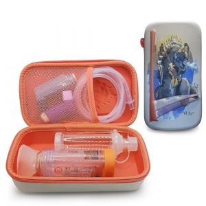 VdLis Trousse Rigide en Tissu EVA pour Trousse pai asthme - Chambre Inhalation Enfant - Inhalateur Enfant - Nébuliseur - Poignée Piment-Fermeture éclair résistante (Dinosaure) (FDLis, neuf)