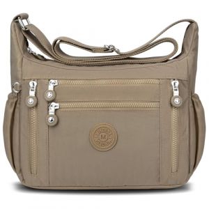 Sac Bandoulière Femme LUROON, Imperméable, Multifonctionnel, avec Bandoulière Réglable et Multi-Poches, Sac Besace Loisir pour Voyage, Taille : 29*13*22cm, Couleur : Kaki (LUROON, neuf)