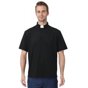 BPURB Polo Hommes Chemise Prêtre Col Romain Pretre Clergyman à Manches Courtes Chemises du Clergé (BPURB-EU STORE, neuf)