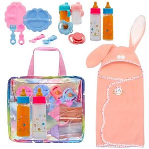 KBIBCK Accessoires pour Poup&eacute;es, 12 Pi&egrave;ces Accessoire Poupee Bebe Jouet Fille, Un Bavoir, Une Sucette, Un biberon Parfaits pour Les Enfants, Les Jeunes Enfants et Les Filles 3 4 5 6 Ans (Dong Guan Shi Di Sheng Mao Yi You Xian Gong Si, neuf)