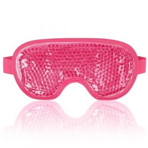 NEWGO Masque Yeux Froid, Masque Des Yeux Gel Gonflés, Cernes, Migraine Réutilisable masque froid pour les yeux avec dos en peluche de Poche de Glace en Yeux pour Thérapie Froid Chaud (rose rouge) (BK Newgo, neuf)